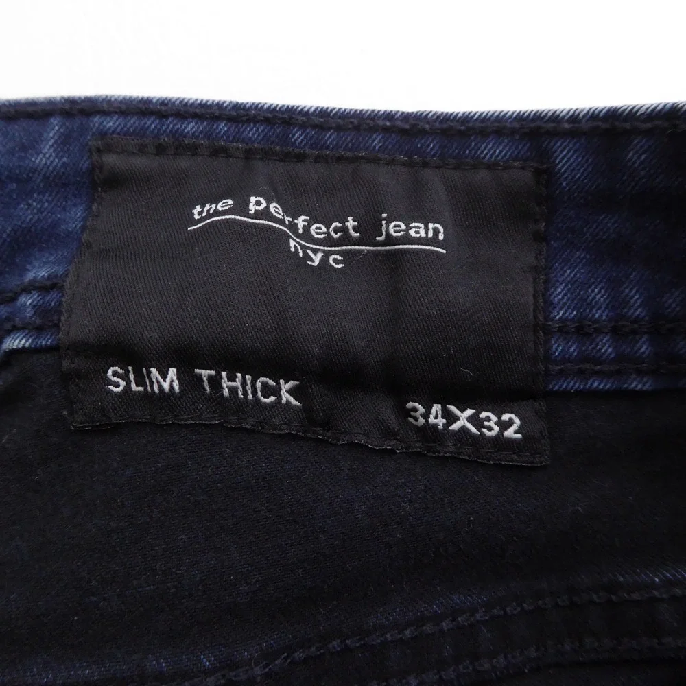 The Perfect Jean Mens Slim Thick Jeans Dark Blue Stretch 34x32 (32x30 Measured)